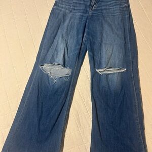 American Eagle Outfitters Flare Distressed Blue Jeans